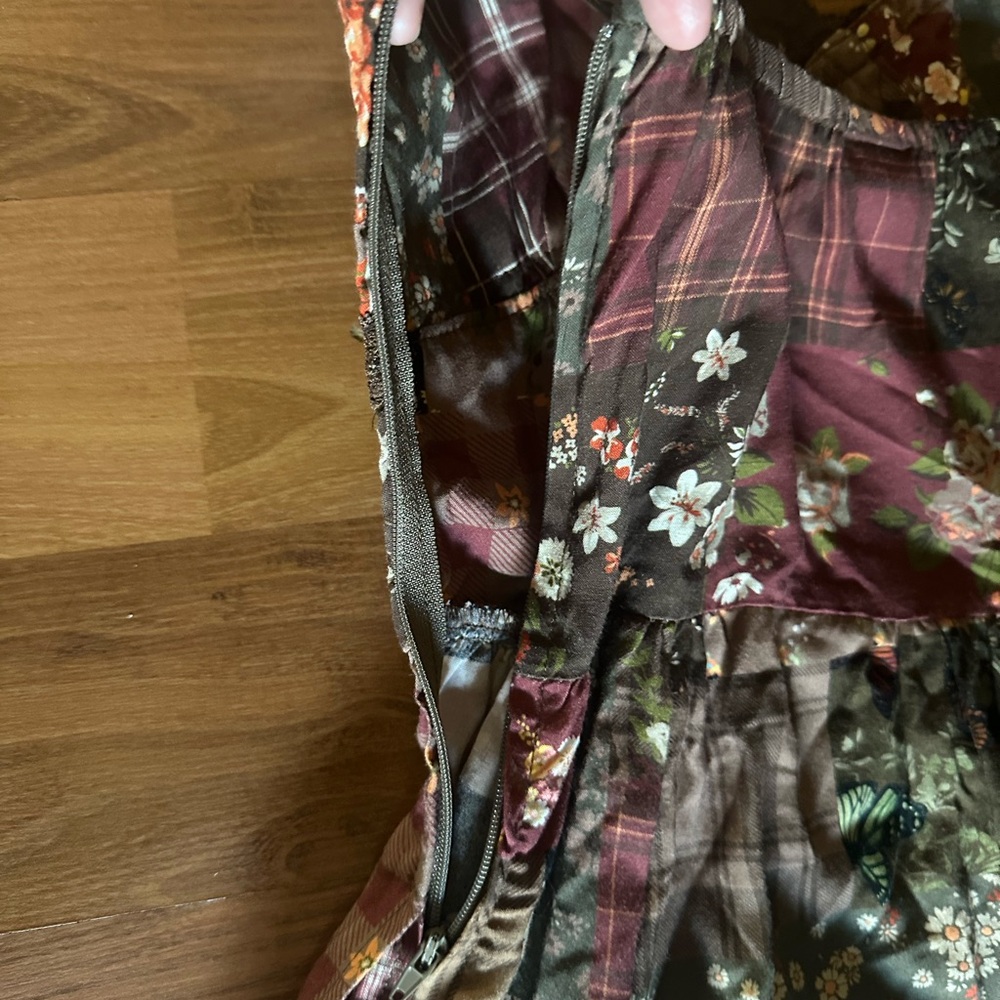 Hot Topic Pink and Brown Thorn & Fable Cottage Floral Patchwork Sundress - Picture 9 of 11